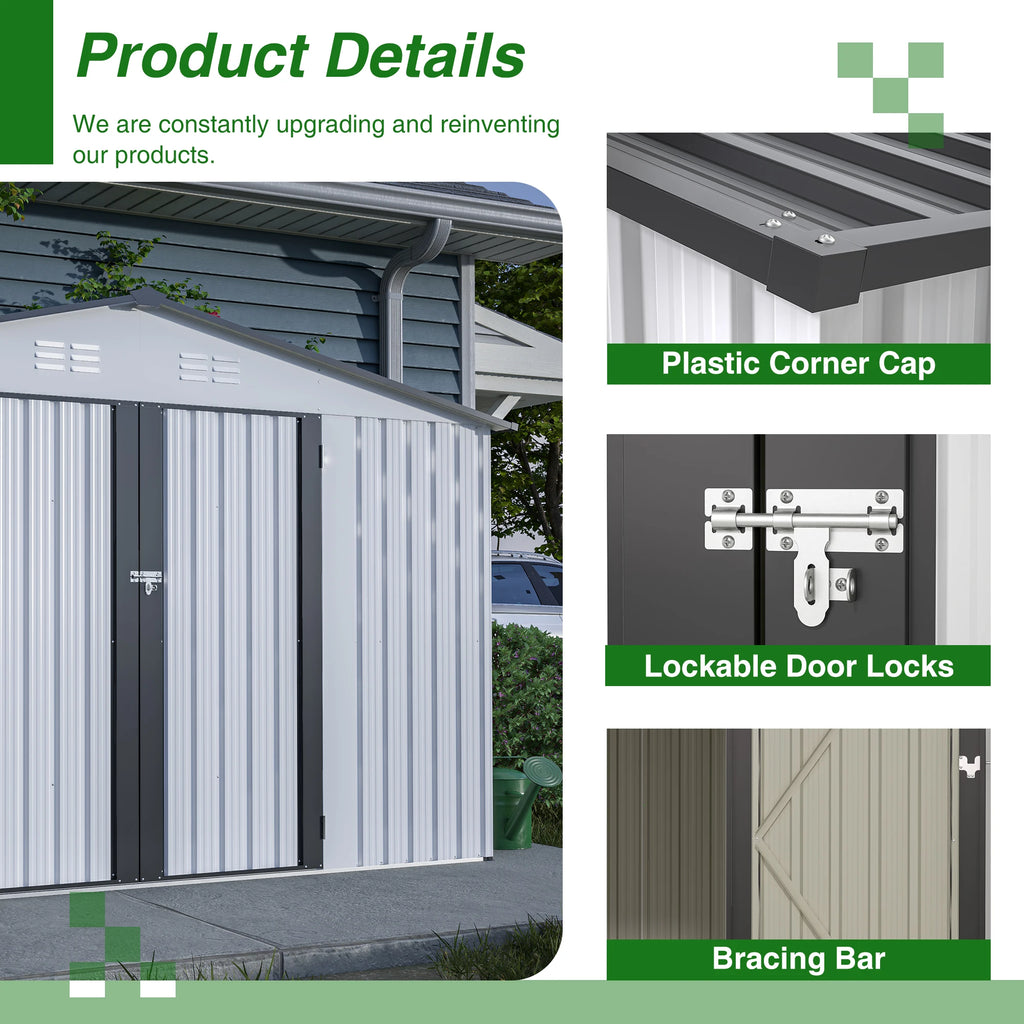 LZBEITEM 10X8 FT Outdoor Storage Shed,