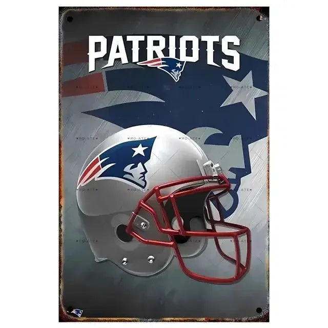 Vintage Football Helmet Metal Tin Sign