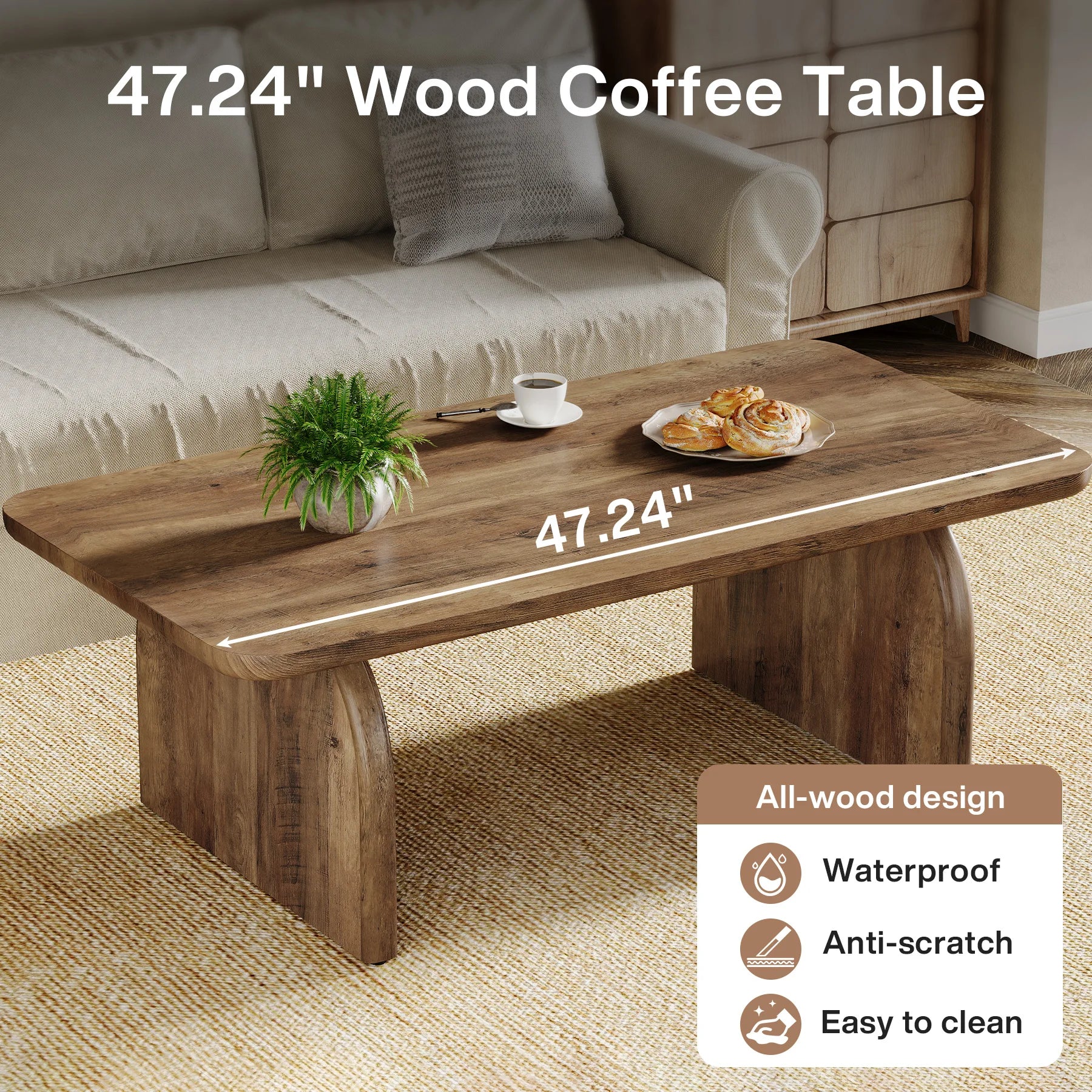 Farmhouse Rectangular Coffee Table,