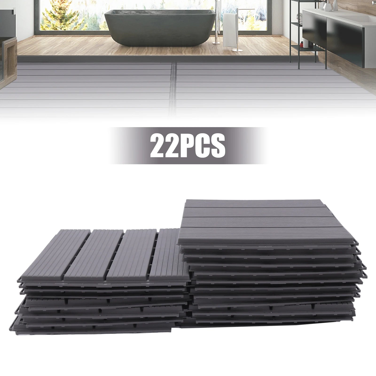 22 PCS Deck Tiles, 12”x12” Interlocking Decking Tiles
