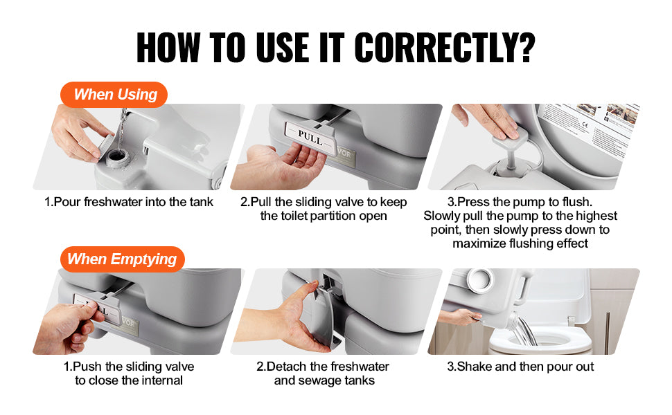 Portable Toilet for Camping Porta Potty Push-Button
